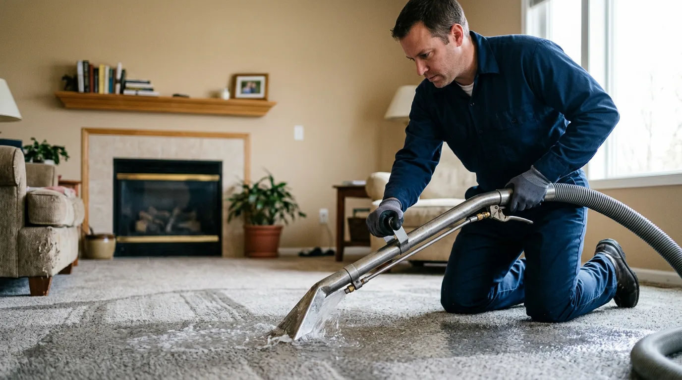 Water damage restoration technician working near North Miami, OK